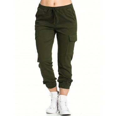 Y2K Solid Drawstring Cargo Pants, Casual Elastic Waist Long Length Pants With Pockets, Women's Clothing Y2K Solid Drawstring Cargo Pants, Casual Elastic Waist Long Length Pants With Pockets, Women's Clothing