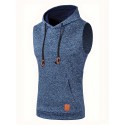 Elegant Hooded Mid Stretch Vest, Men's Casual Vintage Style Sleeveless Sweater Vest For Fall Winter