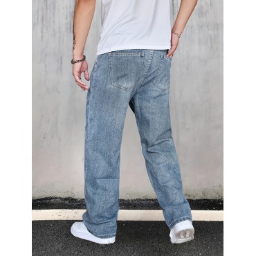 Classic Design Jeans, Men's Casual Street Style Distressed Denim Pants Classic Design Jeans, Men's Casual Street Style Distressed Denim Pants