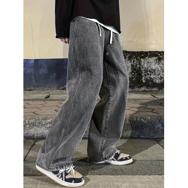 Loose Fit Jeans, Men's Casual Street Style Denim Pants With Pockets Loose Fit Jeans, Men's Casual Street Style Denim Pants With Pockets