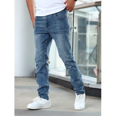 Men's Casual Medium Stretch Jeans, Classic Design Denim Pants Men's Casual Medium Stretch Jeans, Classic Design Denim Pants