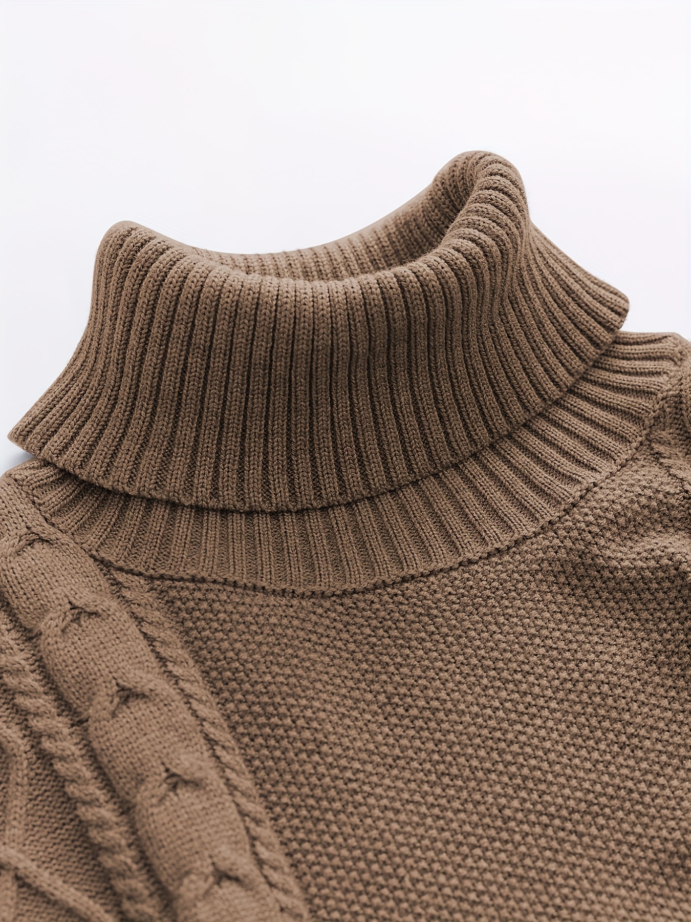 mens plain turtleneck sweater trendy high stretch fashion comfy thermal tops details 4