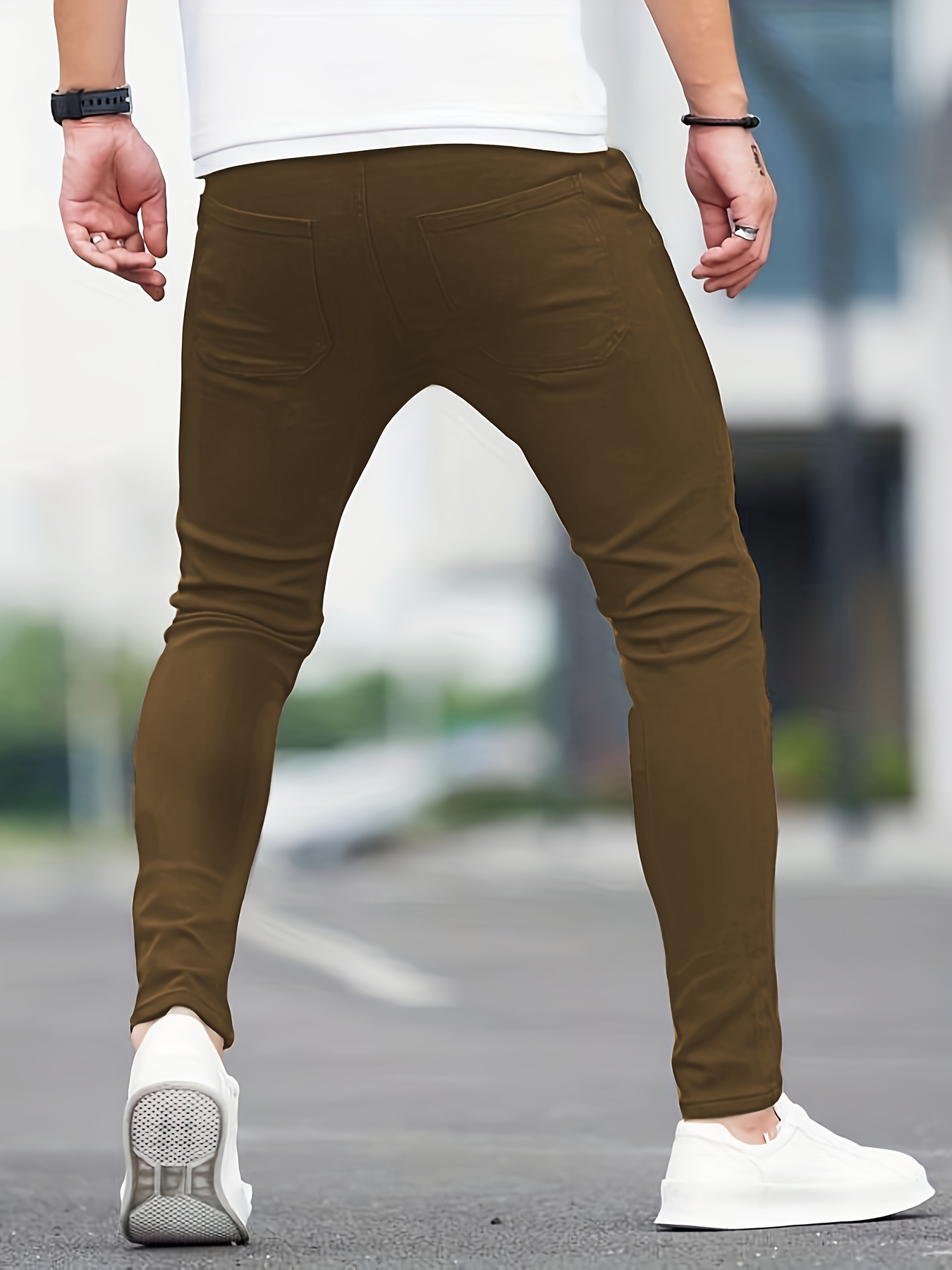 slim fit all match jeans mens casual street style medium stretch denim pants for all seasons details 1