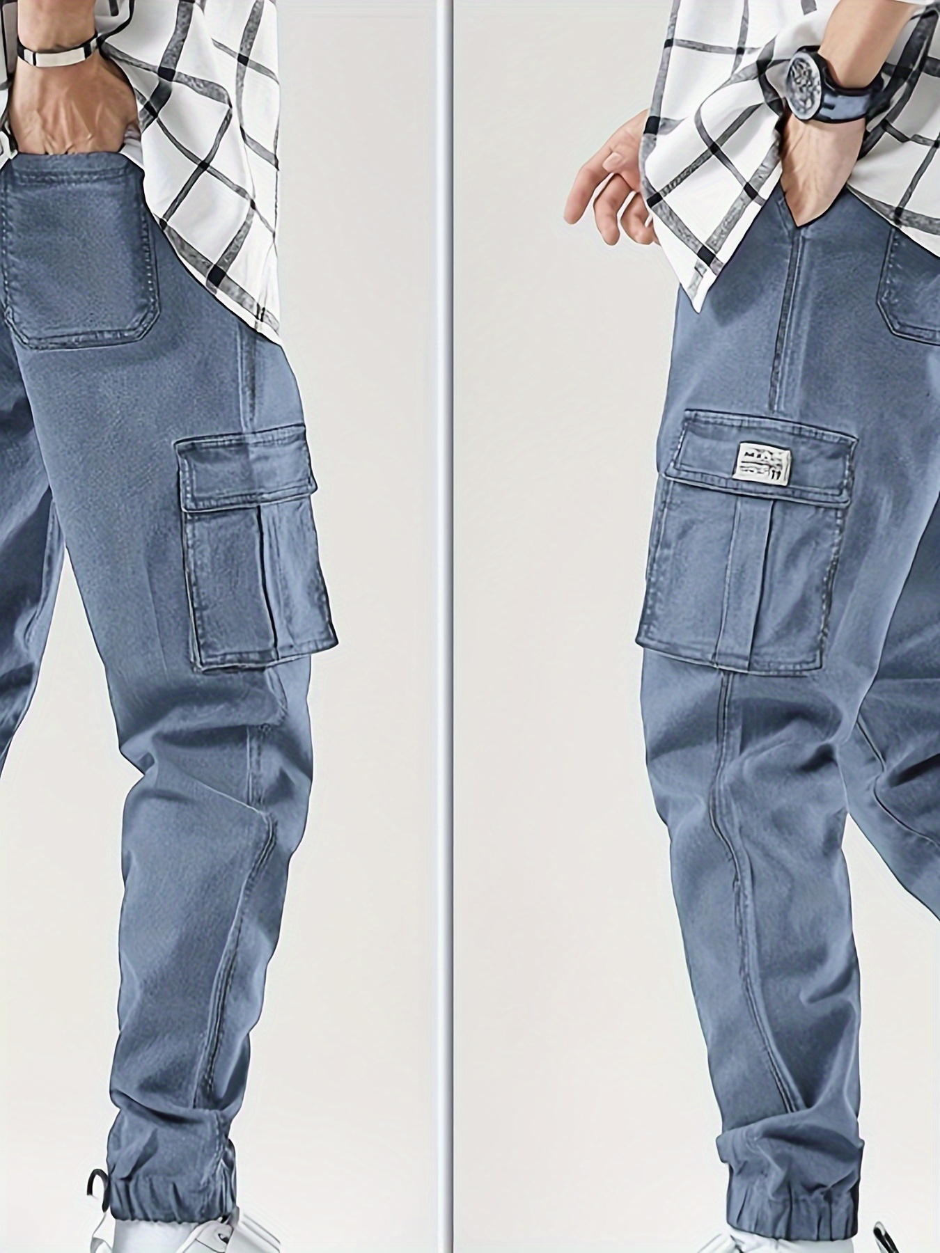 mens casual regular drawstring cargo jeans with pocket mens outfits details 3